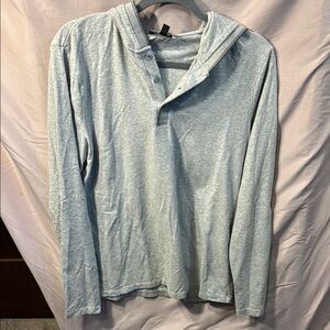 Express Gray Hooded Sweatshirt with V-Neck
